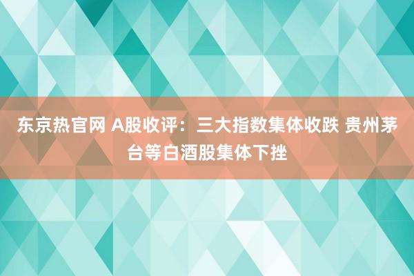 东京热官网 A股收评：三大指数集体收跌 贵州茅台等白酒股集体下挫