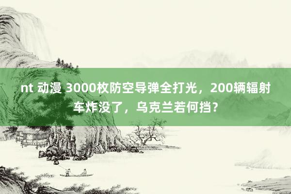 nt 动漫 3000枚防空导弹全打光，200辆辐射车炸没了，乌克兰若何挡？