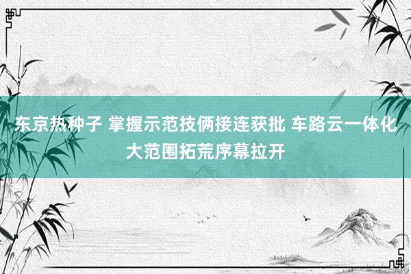 东京热种子 掌握示范技俩接连获批 车路云一体化大范围拓荒序幕拉开