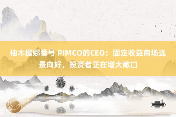 柚木提娜番号 PIMCO的CEO：固定收益商场远景向好，投资者正在增大敞口