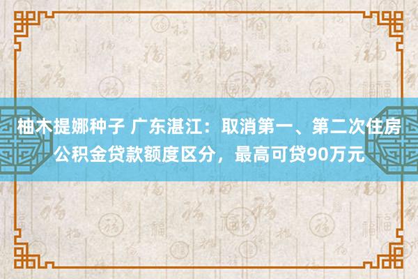 柚木提娜种子 广东湛江：取消第一、第二次住房公积金贷款额度区分，最高可贷90万元