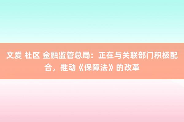 文爱 社区 金融监管总局：正在与关联部门积极配合，推动《保障法》的改革