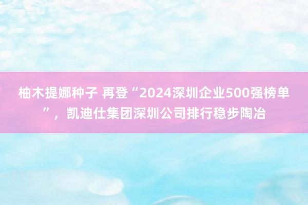 柚木提娜种子 再登“2024深圳企业500强榜单”，凯迪仕集团深圳公司排行稳步陶冶