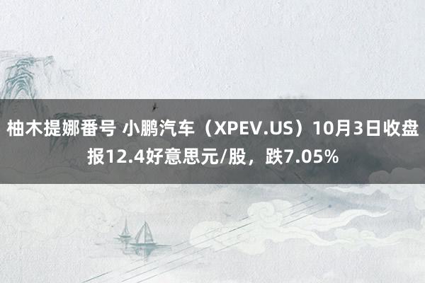 柚木提娜番号 小鹏汽车（XPEV.US）10月3日收盘报12.4好意思元/股，跌7.05%