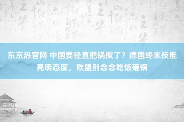 东京热官网 中国要径直把锅掀了？德国终末技能亮明态度，欧盟别念念吃饭砸锅