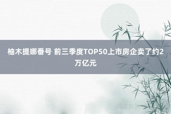 柚木提娜番号 前三季度TOP50上市房企卖了约2万亿元