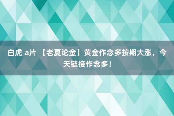 白虎 a片 【老夏论金】黄金作念多按期大涨，今天链接作念多！