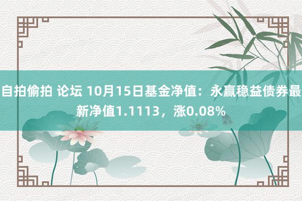 自拍偷拍 论坛 10月15日基金净值：永赢稳益债券最新净值1.1113，涨0.08%