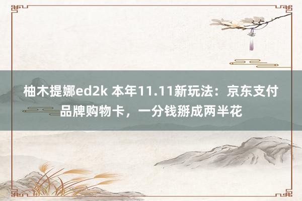 柚木提娜ed2k 本年11.11新玩法：京东支付品牌购物卡，一分钱掰成两半花