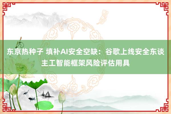 东京热种子 填补AI安全空缺：谷歌上线安全东谈主工智能框架风险评估用具