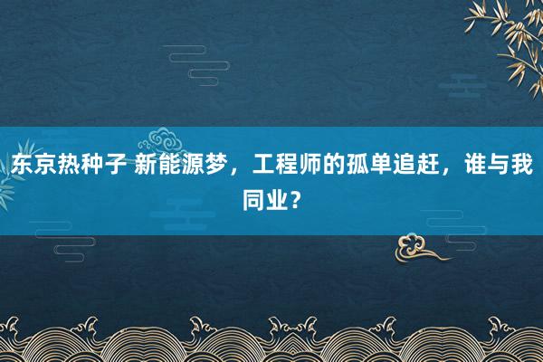 东京热种子 新能源梦，工程师的孤单追赶，谁与我同业？