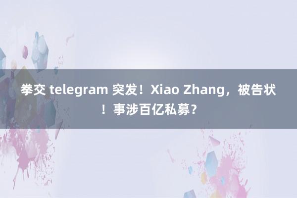 拳交 telegram 突发！Xiao Zhang，被告状！事涉百亿私募？