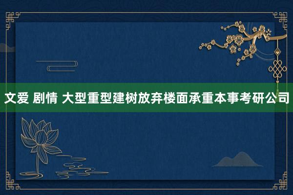 文爱 剧情 大型重型建树放弃楼面承重本事考研公司