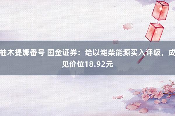 柚木提娜番号 国金证券：给以潍柴能源买入评级，成见价位18.92元