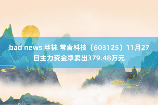 bad news 丝袜 常青科技（603125）11月27日主力资金净卖出379.48万元