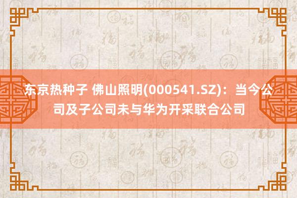 东京热种子 佛山照明(000541.SZ)：当今公司及子公司未与华为开采联合公司