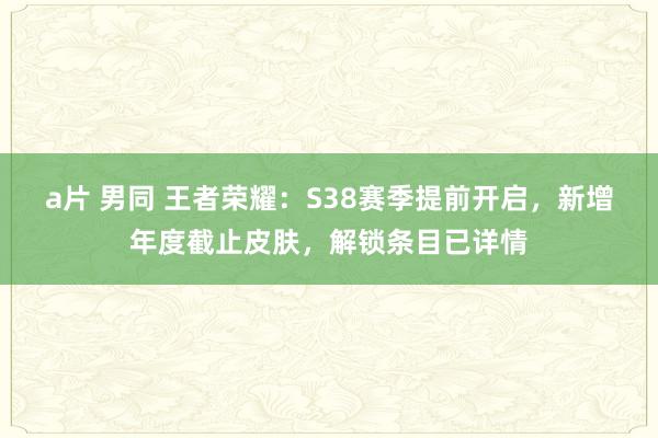 a片 男同 王者荣耀：S38赛季提前开启，新增年度截止皮肤，解锁条目已详情