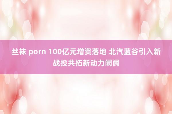 丝袜 porn 100亿元增资落地 北汽蓝谷引入新战投共拓新动力阛阓