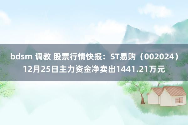 bdsm 调教 股票行情快报：ST易购（002024）12月25日主力资金净卖出1441.21万元