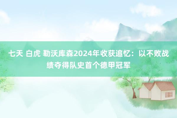 七天 白虎 勒沃库森2024年收获追忆：以不败战绩夺得队史首个德甲冠军