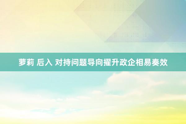 萝莉 后入 对持问题导向擢升政企相易奏效