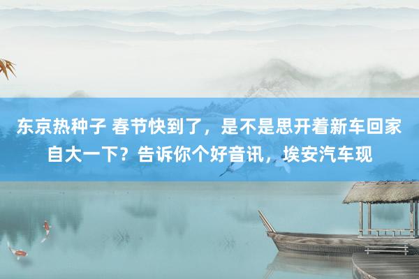 东京热种子 春节快到了，是不是思开着新车回家自大一下？告诉你个好音讯，埃安汽车现