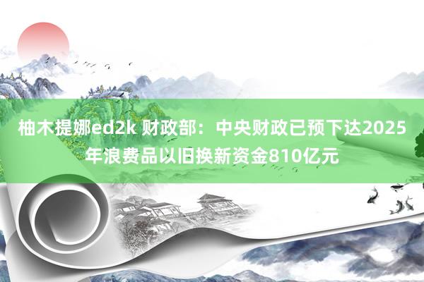 柚木提娜ed2k 财政部：中央财政已预下达2025年浪费品以旧换新资金810亿元