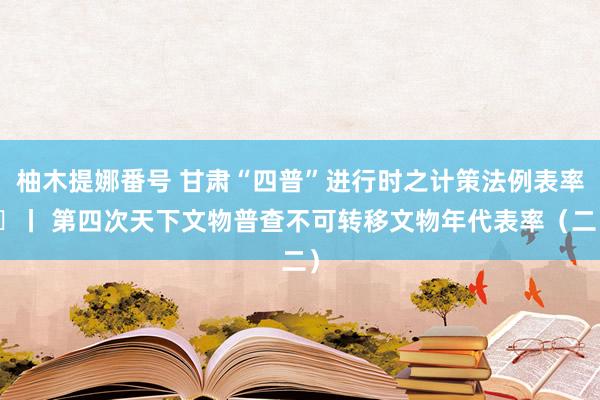 柚木提娜番号 甘肃“四普”进行时之计策法例表率㉕丨 第四次天下文物普查不可转移文物年代表率（二）