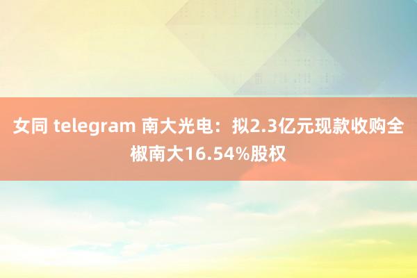 女同 telegram 南大光电：拟2.3亿元现款收购全椒南大16.54%股权