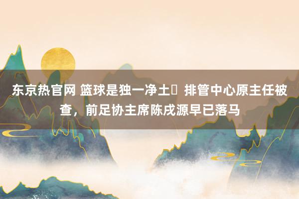 东京热官网 篮球是独一净土❓排管中心原主任被查，前足协主席陈戌源早已落马