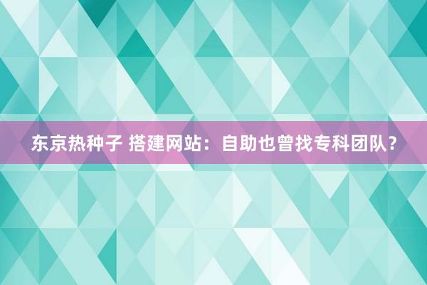 东京热种子 搭建网站：自助也曾找专科团队？